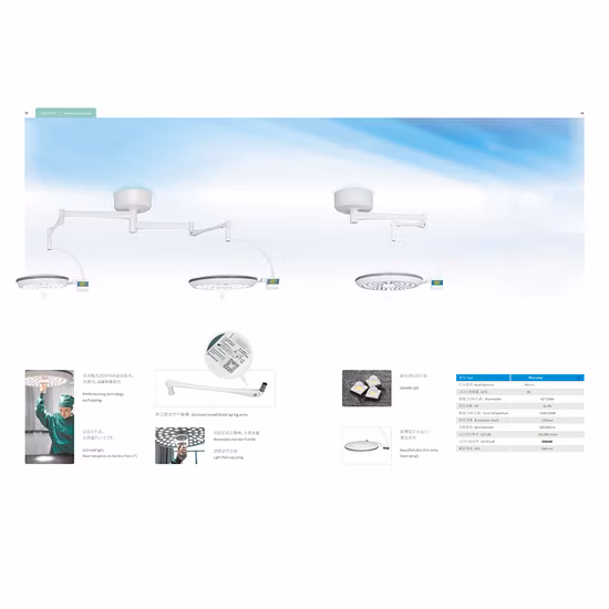 Equipo médico Operación médica quirúrgica Lámpara de operación con luz LED para cirugía de cúpula única sin sombras